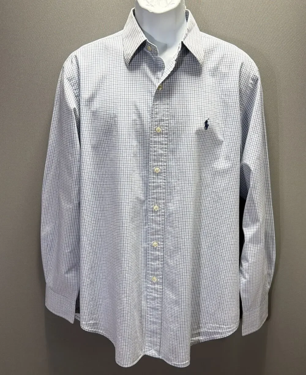 Vtg 90s Polo By Ralph Lauren Alcott Shirt Mens Large 16.5 Blue White Stripe